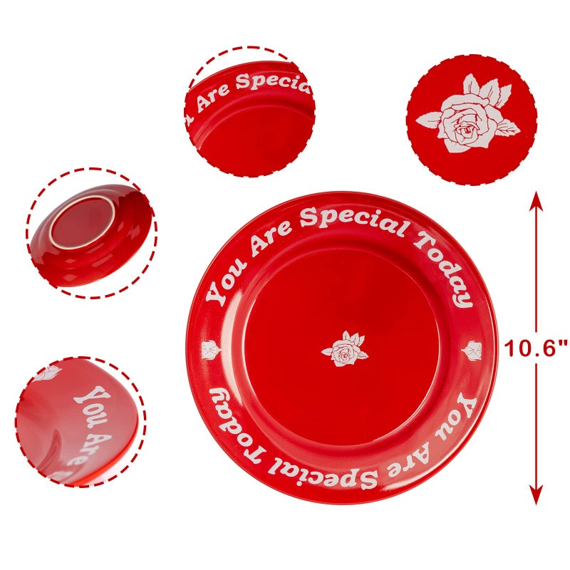 CQNET You Are Special Today Red Plate, Unique Ceramic Plate Gifts for Birthday, Wedding, Anniversary, Engagements, Holiday, Party, Graduations, Dinner, Celebration Occasions, Home Decor Keepsake, 10.5" - Image 5